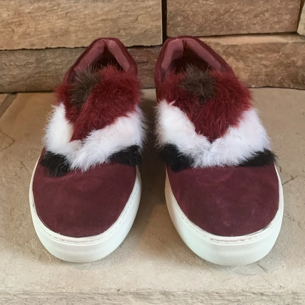 Renvy sz 10.5 burgundy sneakers with faux fur